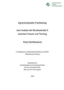 Agrarstruktureller Fachbeitrag Zum Ausbau Der Bundesstraße 5