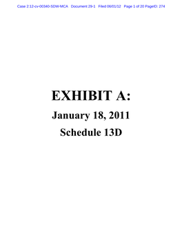 EXHIBIT A: January 18, 2011 Schedule 13D
