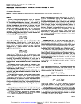 Methods and Results of Aromatization Studies in Vivo1