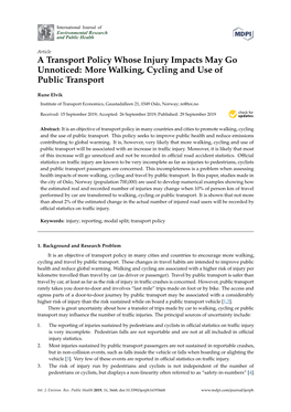 Walking, Cycling and Use of Public Transport