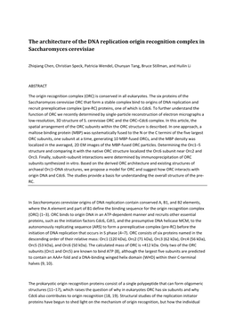 The Architecture of the DNA Replication Origin Recognition Complex in Saccharomyces Cerevisiae