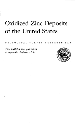 Oxidized Zinc Deposits of the United States