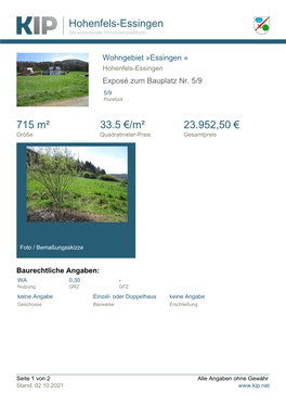 Hohenfels-Essingen 715 M² 33.5 €/M² 23.952,50 €