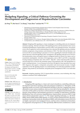 Hedgehog Signaling, a Critical Pathway Governing the Development and Progression of Hepatocellular Carcinoma