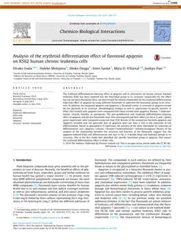 Analysis of the Erythroid Differentiation Effect of Flavonoid Apigenin On