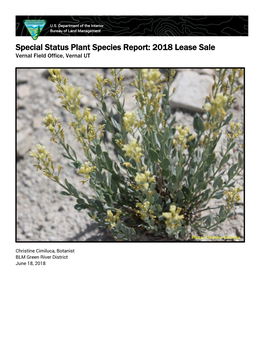 Special Status Plant Species Report: 2018 Lease Sale Vernal Field Office, Vernal UT