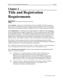 Chapter 3: Title and Registration Requirements Page 1