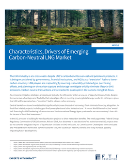 Characteristics, Drivers of Emerging Carbon-Neutral LNG Market 1