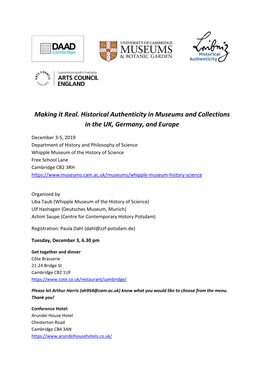 Making It Real. Historical Authenticity in Museums and Collections in the UK, Germany, and Europe