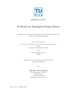 D-Branes in Topological String Theory