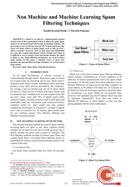 Non Machine and Machine Learning Spam Filtering Techniques