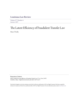 The Latent Efficiency of Fraudulent Transfer Law Marie T