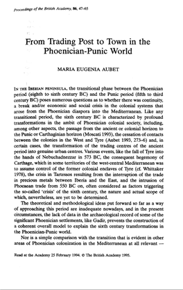 From Trading Post to Town in the Phoenician-Punic World