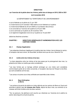 1 DIRECTIVES Sur L'exercice De La Pêche Dans Les Rivières, Petits Lacs