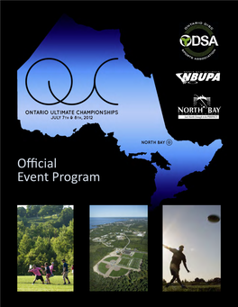 Official Event Program 2012 ONTARIO ULTIMATE CHAMPIONSHIPS Accommodations, Facilities & Events Map