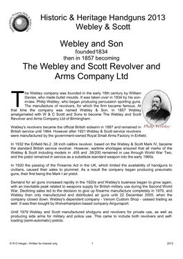 Webley and Son the Webley and Scott Revolver and Arms Company