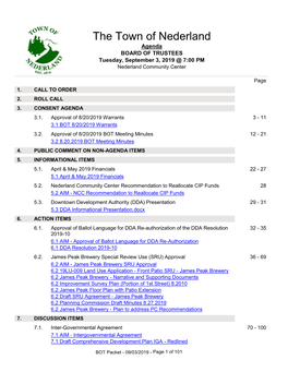 BOARD of TRUSTEES Tuesday, September 3, 2019 @ 7:00 PM Nederland Community Center