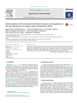 Dated Evidence of the Interaction Between Humans and Megafauna in the Late Pleistocene of Sergipe State, Northeastern Brazil