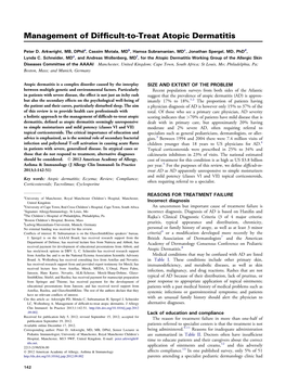 Management of Difficult-To-Treat Atopic Dermatitis