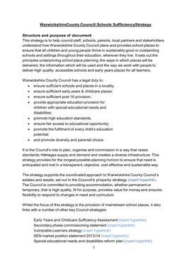 Schools Sufficiency Strategy Structure and Purpose of Document This