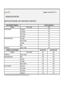 Horaires Brevet Collège Offranville2018