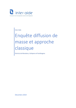 Enquête Diffusion De Masse Et Approche Classique