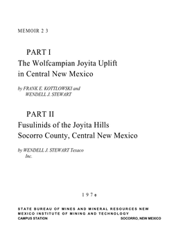 Fusulinids of the Joyita Hills, Socorro County, Central Ne