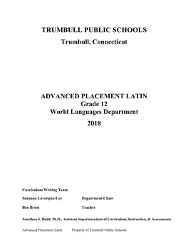 ADVANCED PLACEMENT LATIN Grade 12 World Languages Department