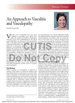 An Approach to Vasculitis and Vasculopathy