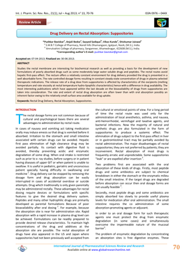 Drug Delivery on Rectal Absorption: Suppositories