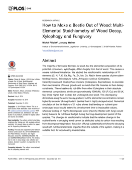 Multi-Elemental Stoichiometry of Wood Decay, Xylophagy and Fungivory