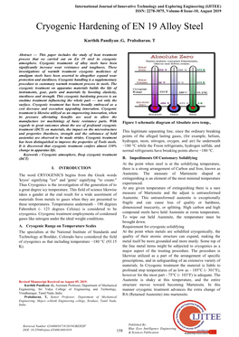 Cryogenic Hardening of EN 19 Alloy Steel