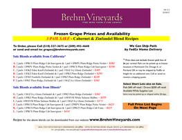 Frozen Grape Prices and Availability 3 PAIL SALE - Cabernet & Zinfandel Blend Recipes