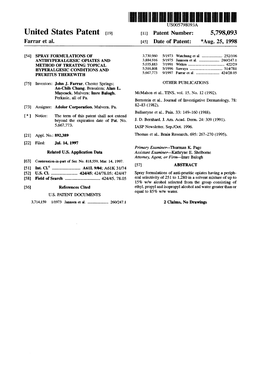 United States Patent (19) 11 Patent Number: 5,798,093 Farrar Et Al