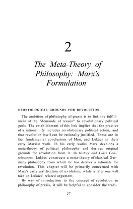 The Meta-Theory of Philosophy: Marx's Formulation