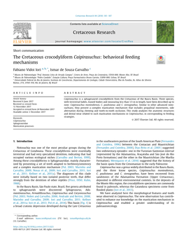 The Cretaceous Crocodyliform Caipirasuchus: Behavioral Feeding Mechanisms