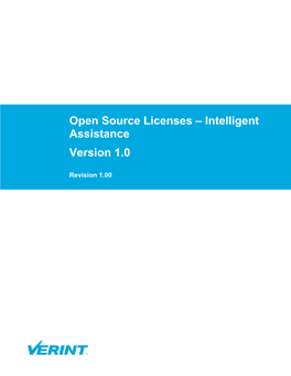 Open Source Licenses – Intelligent Assistance Version 1.0