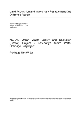 Land Acquisition and Involuntary Resettlement Due Diligence Report