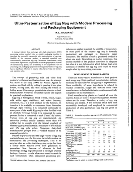 Ultra-Pasteurization of Egg Nog with Modern Processing and Packaging Equipment