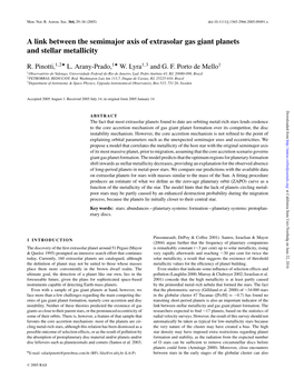 A Link Between the Semimajor Axis of Extrasolar Gas Giant Planets and Stellar Metallicity