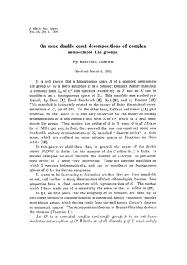 On Some Double Coset Decompositions of Complex Semi-Simple Lie Groups