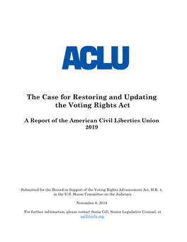 The Case for Restoring and Updating the Voting Rights Act