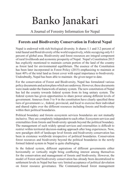 Banko Janakari a Journal of Forestry Information for Nepal