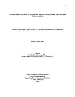 Aprovechamiento Del Recorte De Hojaldre De La Industria Pastelera Para El Desarrollo De Un Alimento Funcional