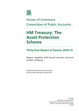 HM Treasury: the Asset Protection Scheme