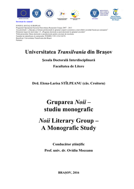 Gruparea Noii – Studiu Monografic Noii Literary Group