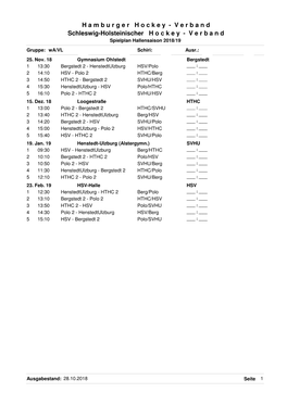 V Erband Schleswig-Holsteinischer H Ockey