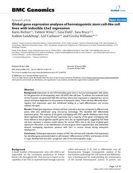 Global Gene Expression Analyses of Hematopoietic Stem Cell-Like Cell Lines with Inducible Lhx2 Expression