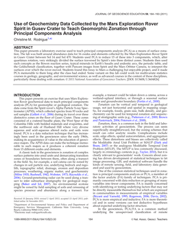 Use of Geochemistry Data Collected by the Mars Exploration Rover Spirit in Gusev Crater to Teach Geomorphic Zonation Through Principal Components Analysis Christine M