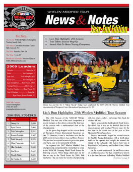 Lia's Run Highlights 25Th Whelen Modified Tour Season